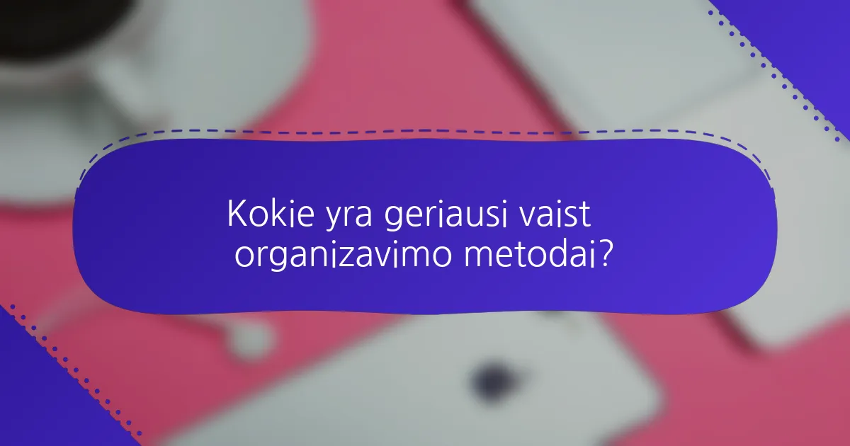 Kokie yra geriausi vaistų organizavimo metodai?