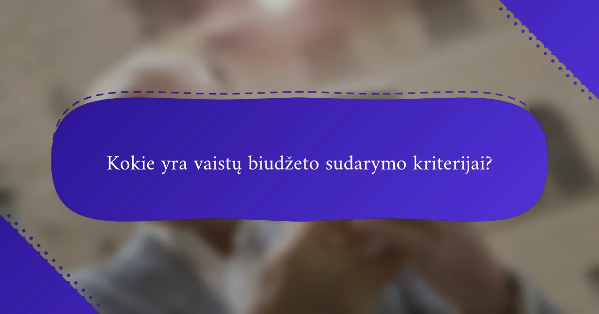 Kokie yra vaistų biudžeto sudarymo kriterijai?